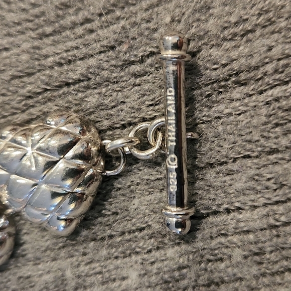 New Sterling Silver Quilted Heart Toggle Bracelet 7 1/4" - Picture 3 of 4